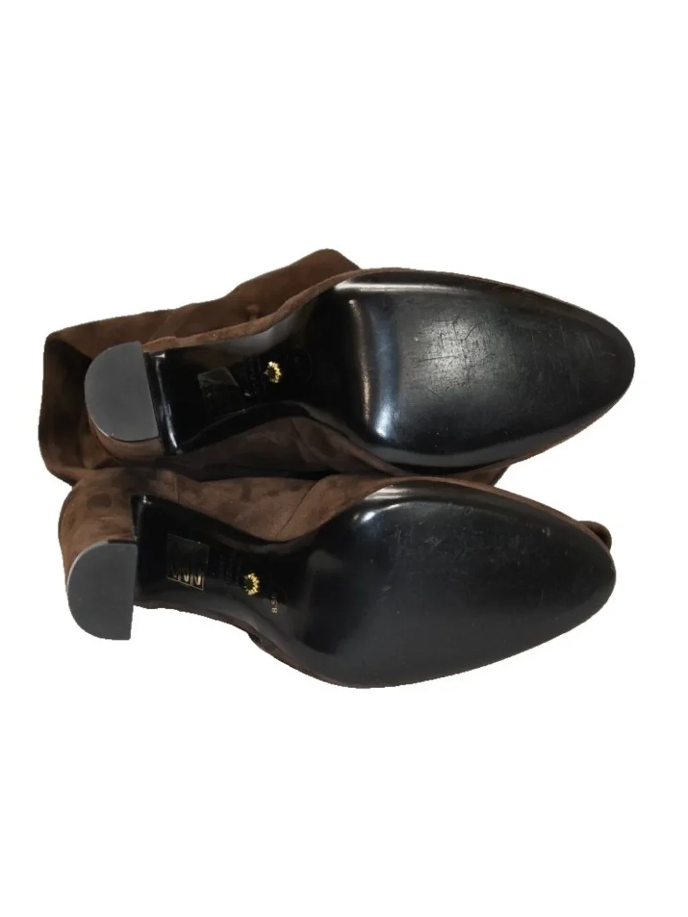 $1100 STUART WEITZMAN VIDALAND OVER THE KNEE BROWN SUEDE CHUNKY HEEL 8.5 (PD17)